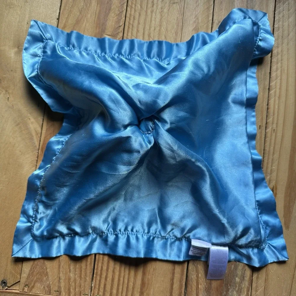 2015 Carters Grey Blue Elephant Satin Security Blanket Rattle Plush Baby Toy